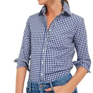 UNTUCKit Blue Gingham Button-Down Shirt Size 2 NWT Classic Cotton Work Top